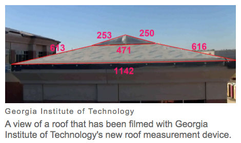 A view of the roof that has been filmed with Georgia Tech's new roof measurement tool.