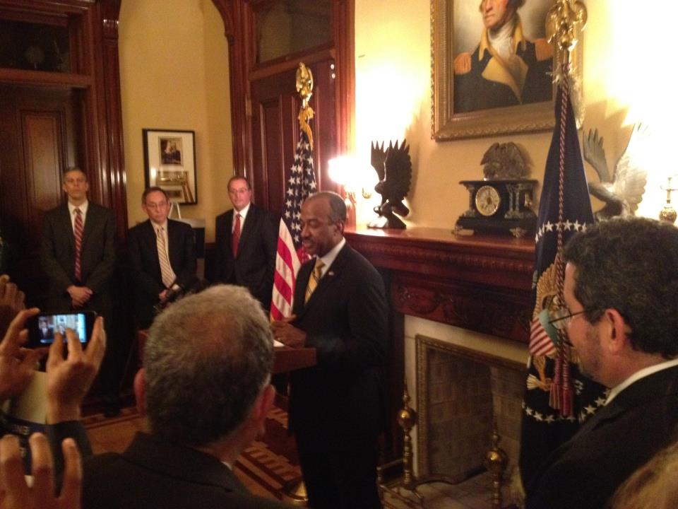 College of Engineering Dean Gary S. May speaking at the White House.