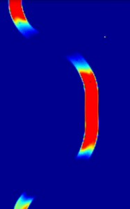 Time-lapse video showing the variation in surface temperature of a shape-memory alloy experiencing loading and unloading. By inputting this information into a thermo-mechanical model, Georgia Tech researchers were able to accurately predict internal temperature and stress distributions for the material, which is being investigated for use in constructing seismic-resistant structures. (Click image to watch the video. Credit: Reza Mirzaeifar)