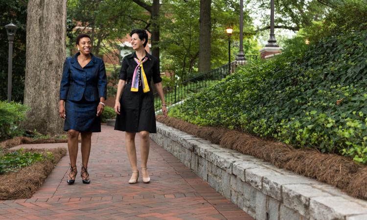 Two women walking