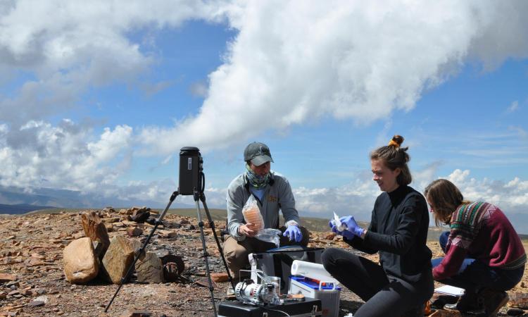 Students in Bolivia testing air quality