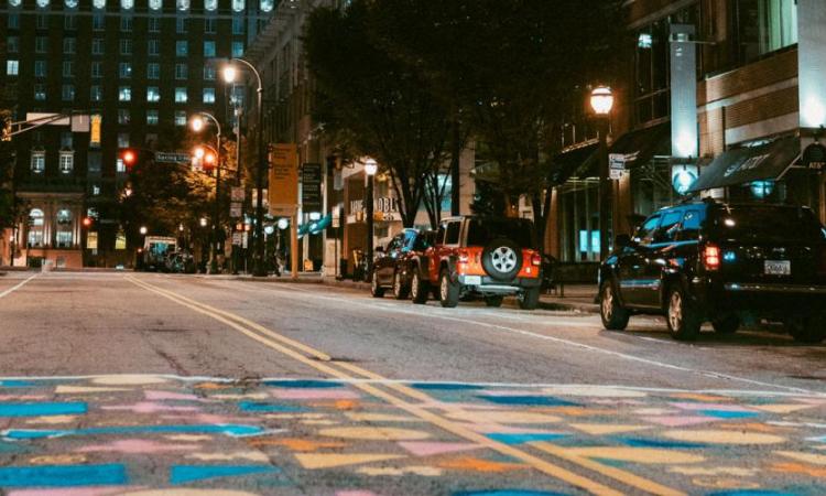 Tech square at night