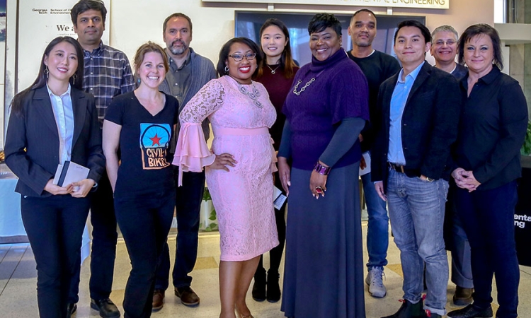 2018 CEE Awards Winners: Shelly Zhang, Phanish Suryanarayana, Anna Nord, Jorge Laval, Jamia Luckett, Susan Jin, Shauna Bennett-Boyd, Billy Plum, Cong Luo, David Scott, and Melisa Hubbs. (Photo: Amelia Neumeister)