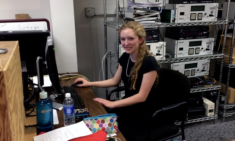 Kathrine Udell in a transportation research lab