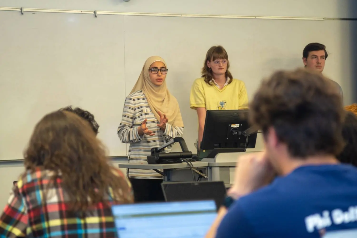 students giving a presentation in class