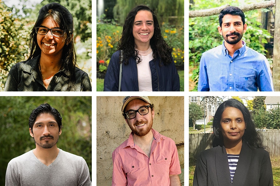 A composite photo featuring six portraits of the future faculty fellows